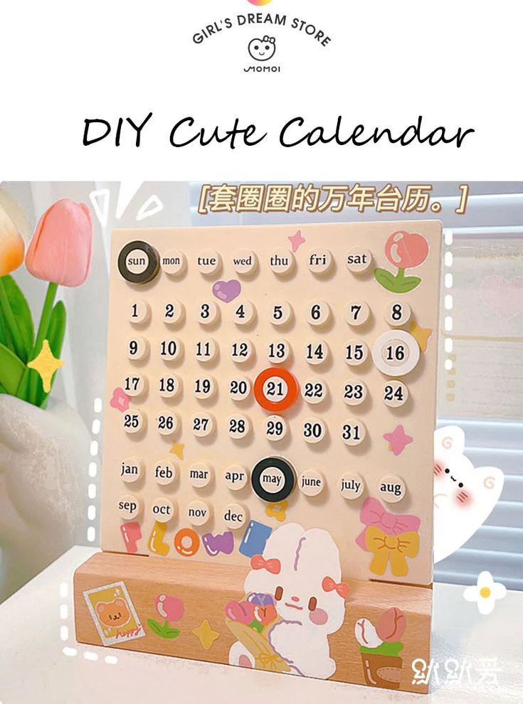 kalender lucu warna pastel dari tutup botol bekas
