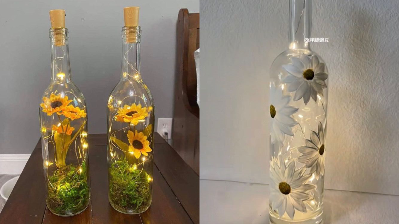 lampu tidur dari tiga botol kaca bekas